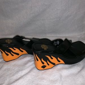 Vintage Harley Davidson leather flame sandals